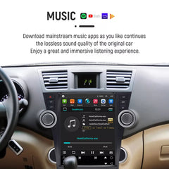 Autoradio 12,1" Qualcomm pour Toyota Highlander 2008-2014, stéréo, Carplay, mise à niveau, écran de style Tesla, Android Auto, navigation GPS, lecteur multimédia