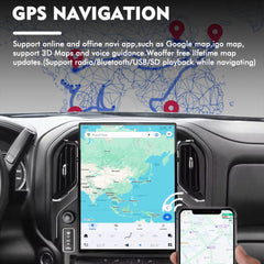 15,6 Zoll Qualcomm für Chevrolet Silverado/GMC Sierra 2019–2023 Autoradio Stereo Carplay Upgrade Tesla Style Bildschirm Android Auto GPS Navigation Multimedia Player