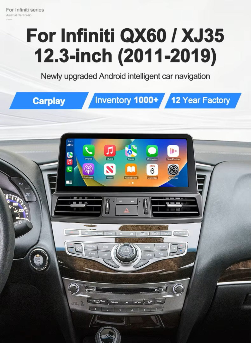 12.3'' For Infiniti QX60 JX35 2011-2019 Android Screen