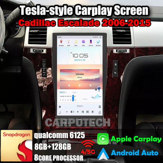 Autoradio 13,6" Qualcomm pour Cadillac Escalade 2006-2015, stéréo, Carplay, mise à niveau, écran de style Tesla, Android Auto, navigation GPS, lecteur multimédia