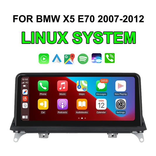 10.25" Wireless Apple CarPlay Android Auto Linux Car Radio Multimedia Screen for BMW X5 X6 E70 E71 F15 F16 2007-2017 Head Unit Video