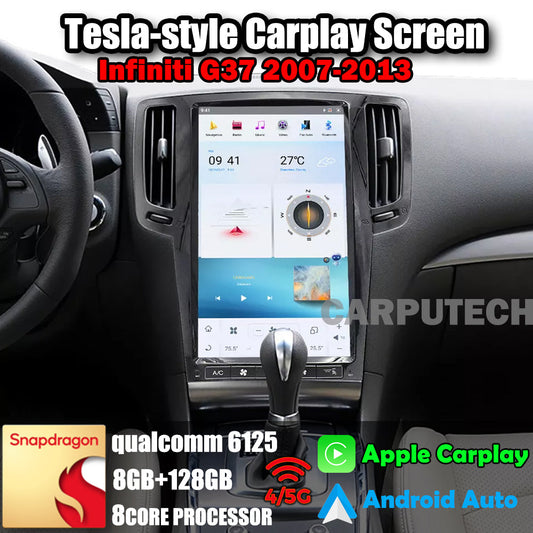 Autoradio 13,6" Qualcomm pour Infiniti G37 2007-2013, mise à niveau Carplay, écran de style Tesla, Android Auto, navigation GPS, lecteur multimédia 