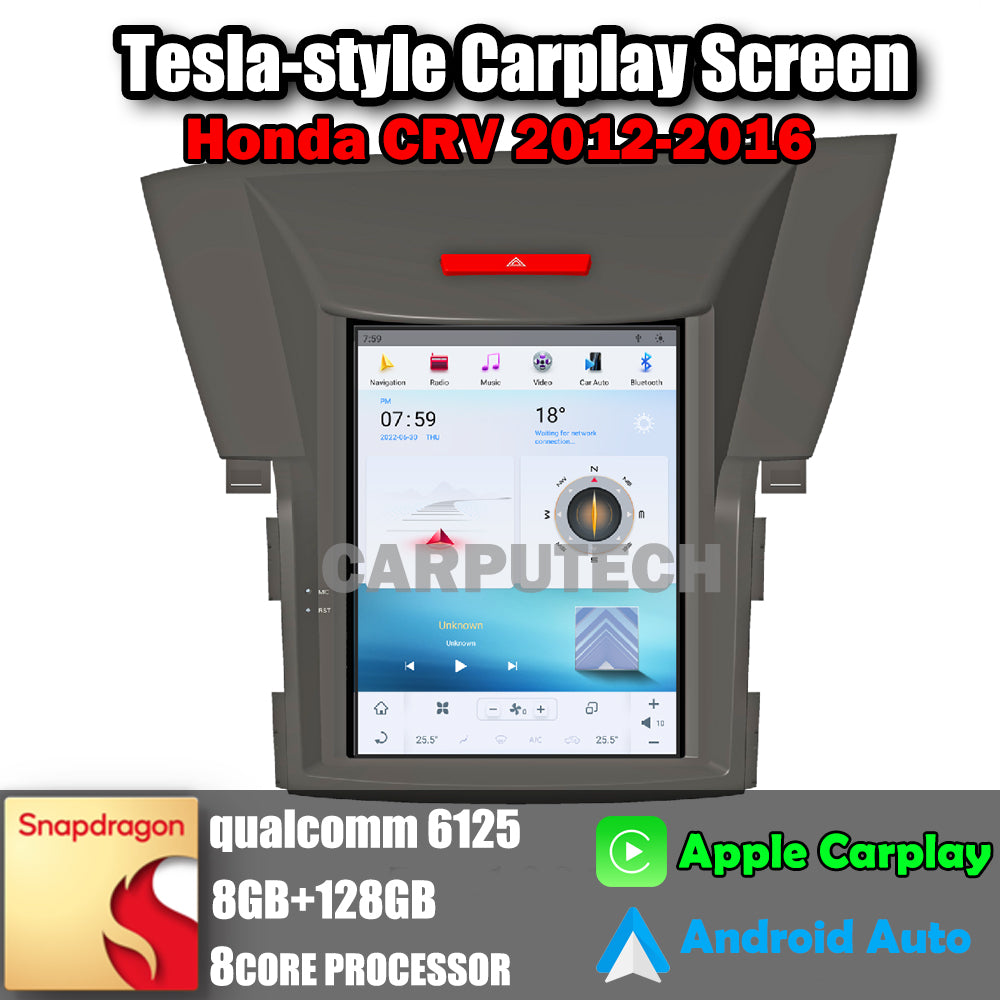 10.4" For Honda CRV 2012-2016 Car Radio Headunit Stereo Carplay Upgrade Tesla Style Screen Android Auto GPS Navigation Multimedia Player