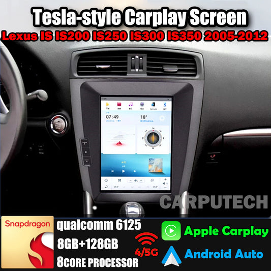 10.4" Qualcomm For Lexus IS IS200 IS250 IS300 IS350 2005-2012 Car Radio Stereo Carplay Upgrade Tesla Style Screen Android Auto GPS Navigation Multimedia Player