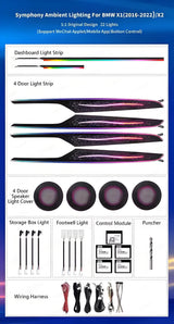 For BMW X1 X2 2016-2022 F48 F49 Dynamic Colorful Ambient Lighting Upgrade Kit for Interior LED Ambient Lighting LED Air Vent Carputech