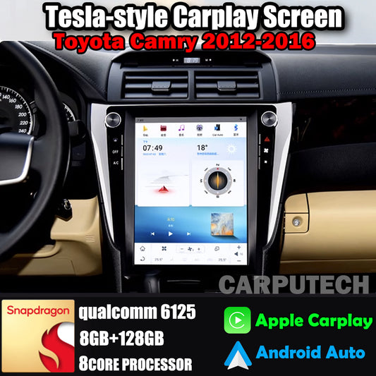 Autoradio 12,1" pour Toyota Camry 2012-2016, stéréo, Carplay, mise à niveau, écran de style Tesla, Android Auto, navigation GPS, lecteur multimédia