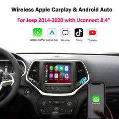 Carputech Wireless Apple CarPlay For Jeep Grand Cherokee XJ KL Wrangler 2014-2020 Compass Commander Car Play Android Auto Mirror