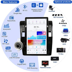 Autoradio 13,6" Qualcomm pour Toyota Sequoia 2007-2018, stéréo, Carplay, mise à niveau, écran de style Tesla, Android Auto, navigation GPS, lecteur multimédia