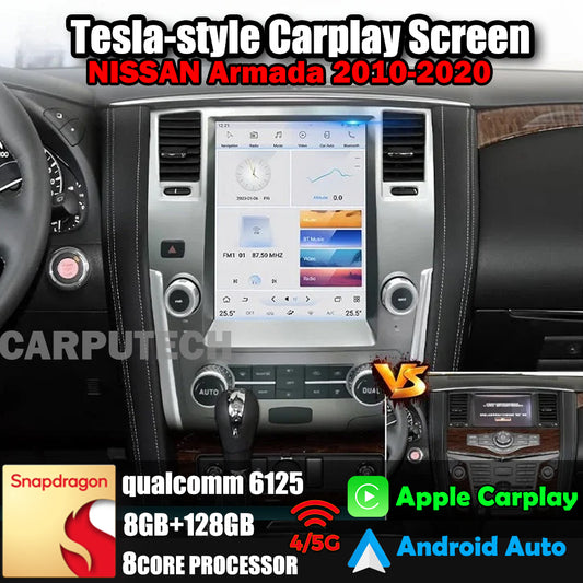Autoradio 12,1" Qualcomm pour NISSAN Armada 2010-2020, stéréo, Carplay, mise à niveau, écran de style Tesla, Android Auto, navigation GPS, lecteur multimédia