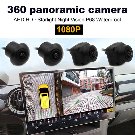Panorama-Rundumsicht-Kamerasystem mit Rechts-, Links-, Vorne- und Rückansicht für Android Auto Radio, Nachtsicht-Auto, 1080P AHD 360-Kamera 