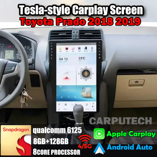 Autoradio 16 "pour Toyota Prado 2018 2019, unité centrale stéréo Carplay, mise à niveau, écran de style Tesla, Android Auto, navigation GPS, lecteur multimédia