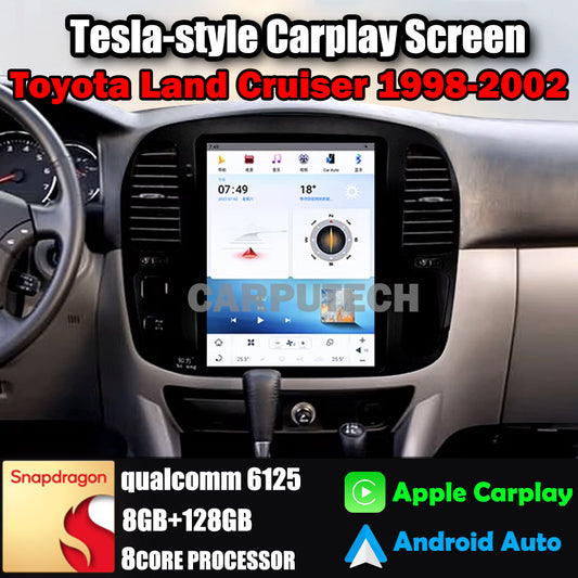 Autoradio 12,1" pour Toyota Land Cruiser 1998-2002, unité centrale stéréo Carplay, mise à niveau, écran de style Tesla, Android Auto, navigation GPS, lecteur multimédia