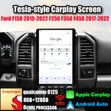 For Ford F150 2015-2022 F250 F350 F450 Heavy Duty Truck 2017-2022 Car Radio Stereo Carplay Upgrade Tesla Style Screen 14.4" Qualcomm Android Auto GPS Navigation Multimedia Player Carputech