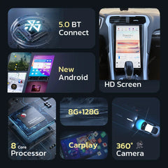 13,6 Zoll Qualcomm für Ford Fusion Mondeo MK5 2013–2020 Autoradio Stereo Carplay Upgrade Tesla Style Bildschirm Android Auto GPS Navigation Multimedia Player