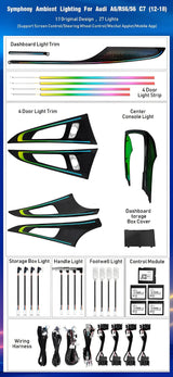 Upgrade 256 Colors Symphony Led Car Interior Ambient Lighting Decoration for Audi A6/S6/RS6 C7 2011-2018 Trim Accessories Carputech