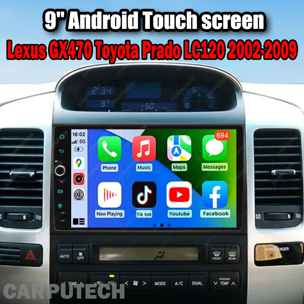 9 inch For Lexus GX470 Toyota Prado LC120 2002-2009 Car Radio Multimedia Player Wireless CarPlay Android Auto Upgrade Android Touch Screen