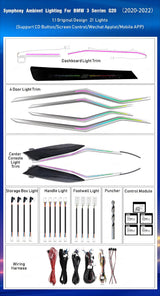 64 Colors LED Car Interior Ambient Lighting for BMW 3 Series 2020-2025 Atmosphere Strip Accessories Upgrade Carputech