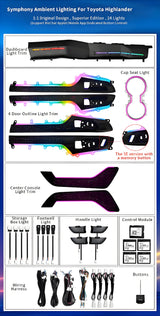 Upgrade Led Car Interior Ambient Lighting for Toyota Highlander / Kluger 2021-2024 Trim Decoration Accessories