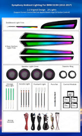 For BMW X3 X4 F25 F26 2012-2017 Upgrade 256 Colors Symphony Car Interior Ambient Lighting Air Vent Strip Accessories Carputech