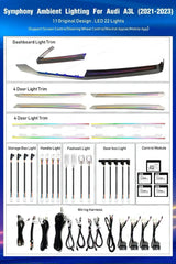 Upgrade Symphony 256 colors Led Car Interior Ambient Lighting Decoration for Audi A3 2021-2024 Carbon Fiber Pattern Trim Accessories Carputech