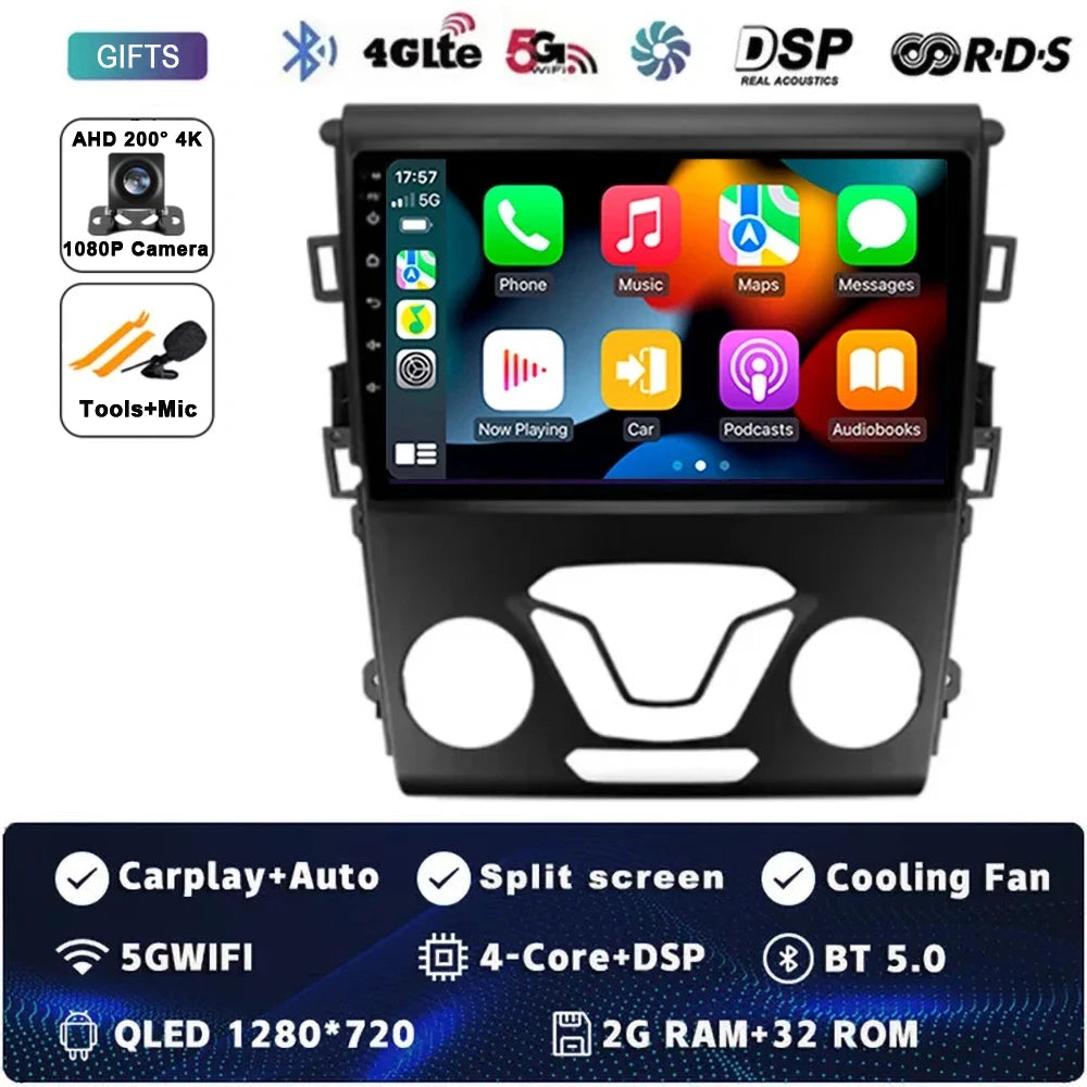 Android 14 Carplay Auto For Ford Fusion Mondeo 5 2014 - 2019 Car Radio Multimedia Video Player Navigation GPS  No 2Din 2 Din DVD