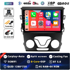 Android 14 Carplay Auto For Ford Fusion Mondeo 5 2014 - 2019 Car Radio Multimedia Video Player Navigation GPS  No 2Din 2 Din DVD