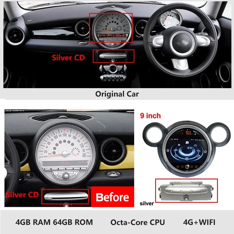 Android Auto Car Radio For BMW Mini Cooper R56 R60 2007-2014 Carplay ...
