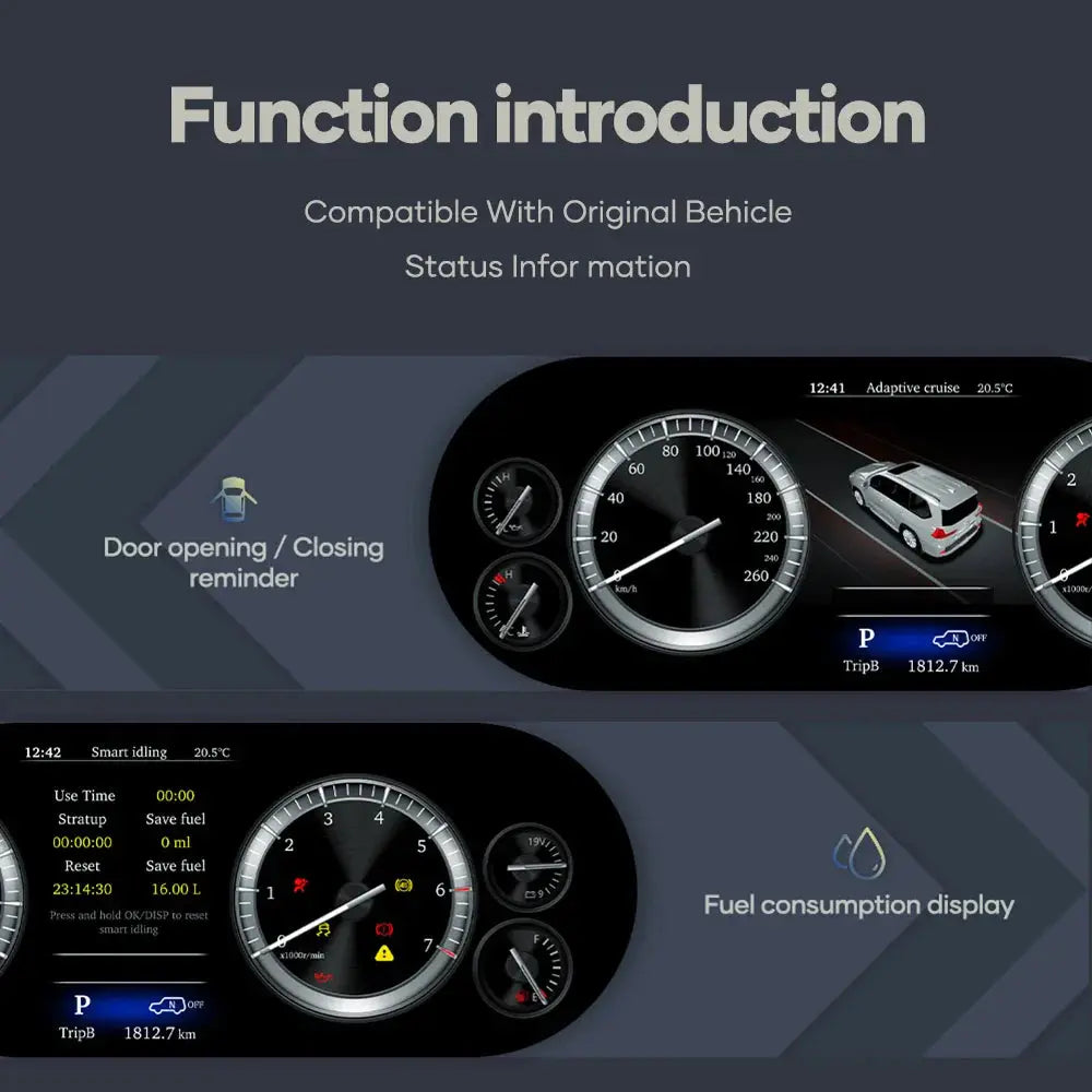 For Lexus LX570 2007-2017 12.3" LCD Digital Dashboard Cluster Car Panel Speedometer Virtual Cockpit Carputech