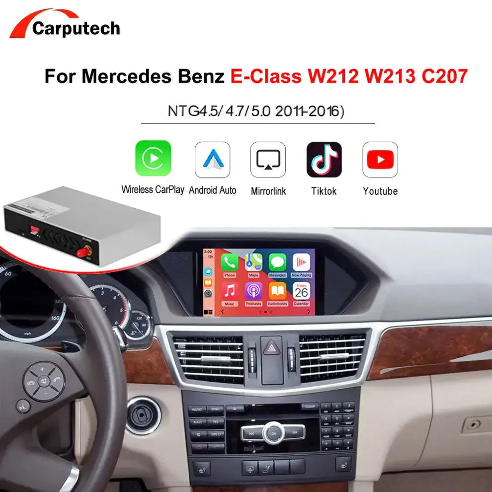 Wireless CarPlay for Mercedes Benz E-Class W212 E Coupe C207 NTG4.5/4.7/5.0 2010-2016 with Airplay Android Auto