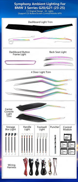 64 Colors LED Car Interior Ambient Lighting for BMW 3 Series 2020-2025 Atmosphere Strip Accessories Upgrade Carputech