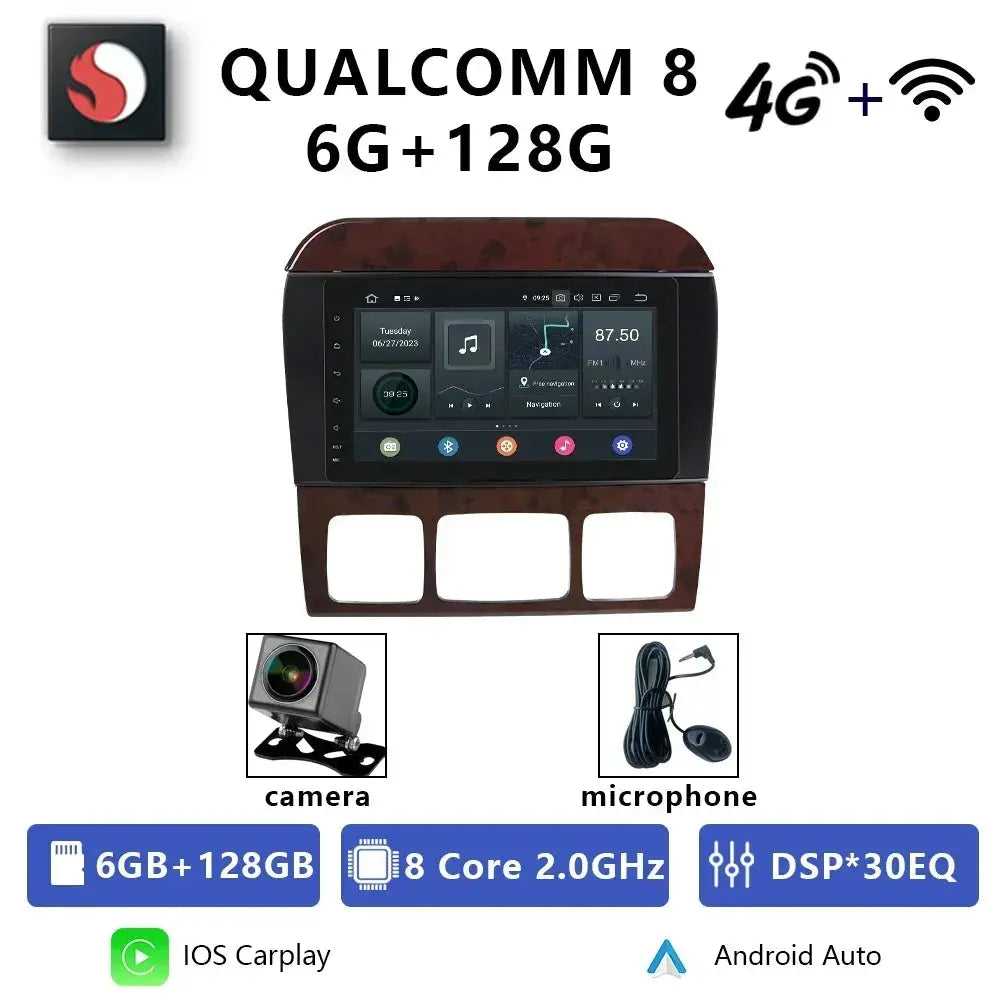 For Mercedes Benz S CL Class W220 W215 Car Radio 8" Android 12 Qualcomm DVD GPS CarPlay WIFI 4G Bluetooth DSP Autoradio Carputech