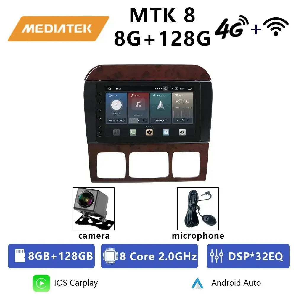 For Mercedes Benz S CL Class W220 W215 Car Radio 8" Android 12 Qualcomm DVD GPS CarPlay WIFI 4G Bluetooth DSP Autoradio Carputech