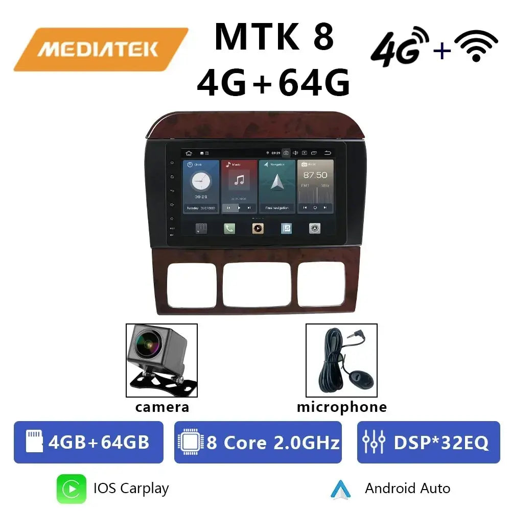 For Mercedes Benz S CL Class W220 W215 Car Radio 8" Android 12 Qualcomm DVD GPS CarPlay WIFI 4G Bluetooth DSP Autoradio Carputech