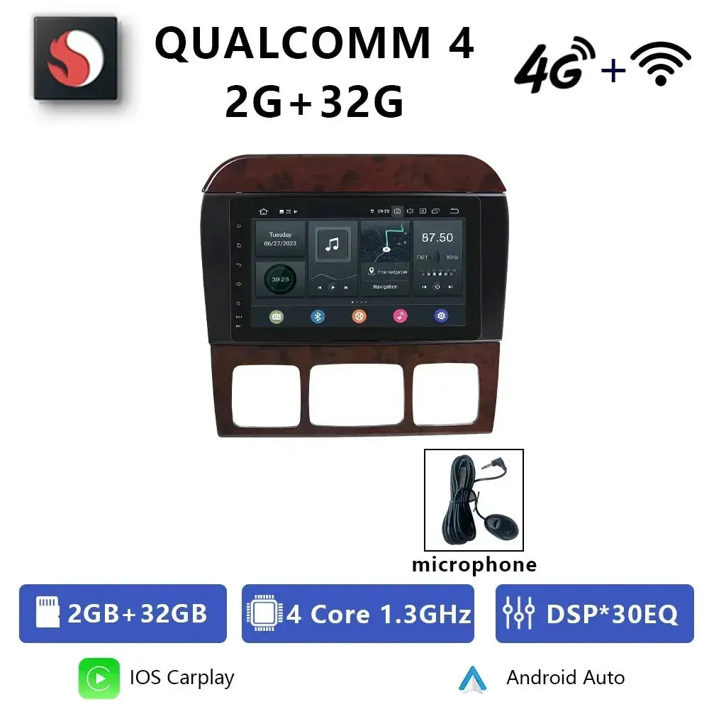 For Mercedes Benz S CL Class W220 W215 Car Radio 8" Android 12 Qualcomm DVD GPS CarPlay WIFI 4G Bluetooth DSP Autoradio Carputech