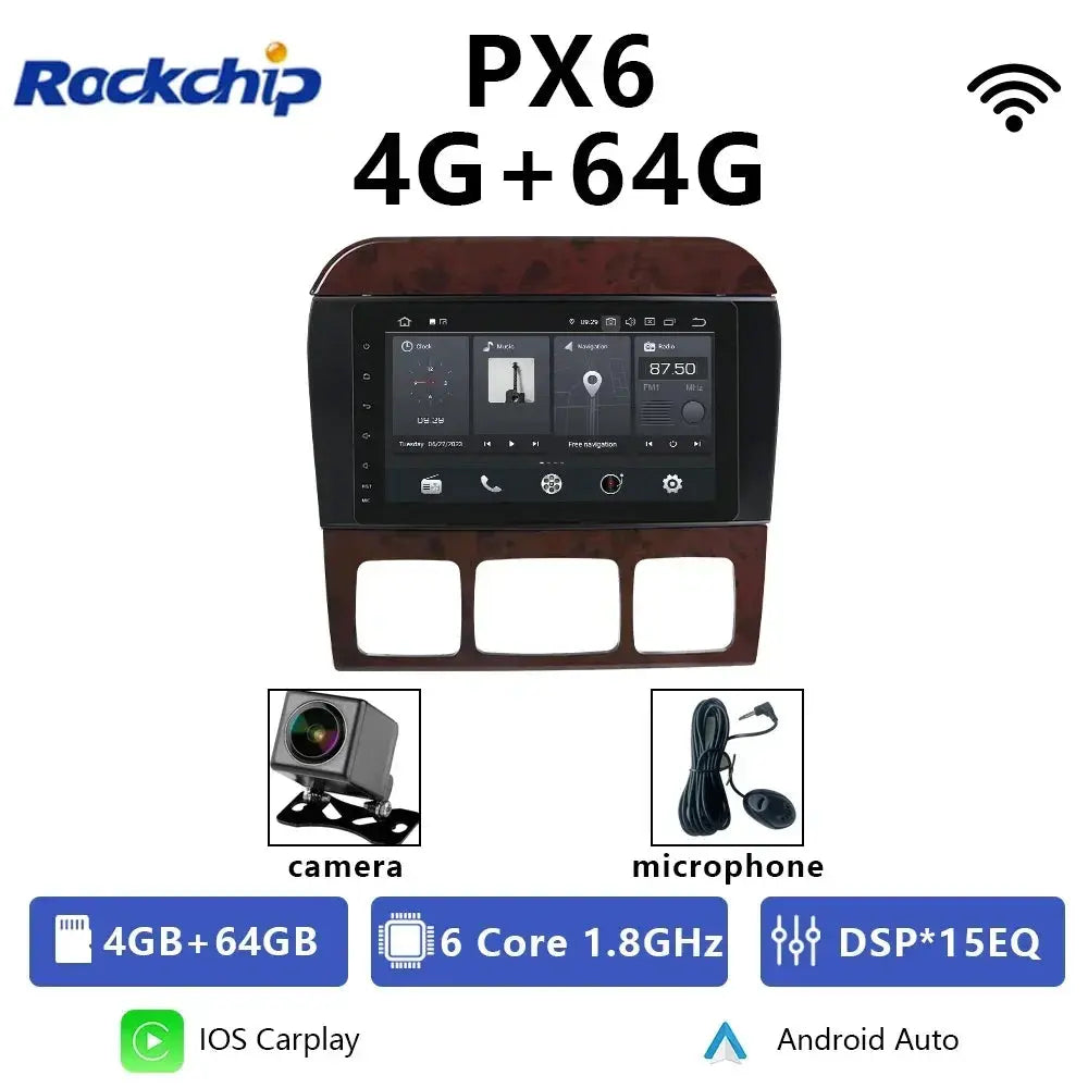 For Mercedes Benz S CL Class W220 W215 Car Radio 8" Android 12 Qualcomm DVD GPS CarPlay WIFI 4G Bluetooth DSP Autoradio Carputech