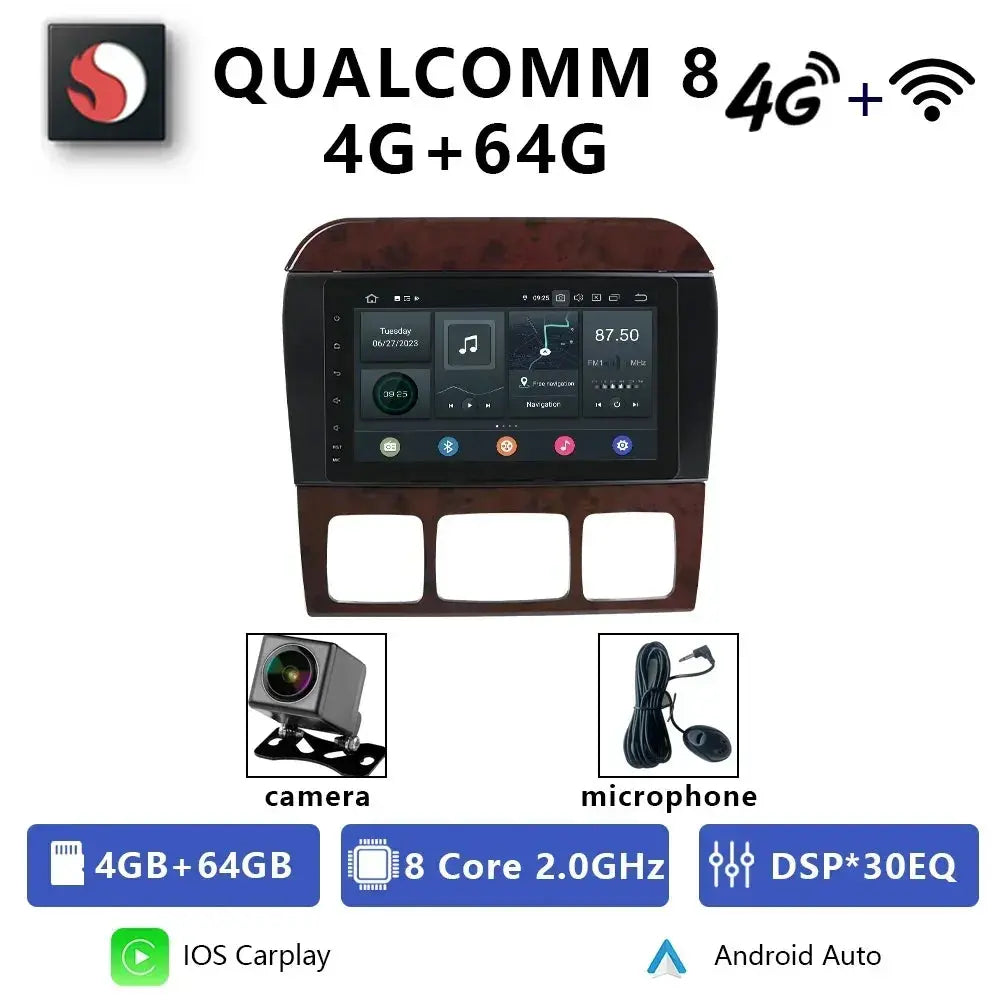 For Mercedes Benz S CL Class W220 W215 Car Radio 8" Android 12 Qualcomm DVD GPS CarPlay WIFI 4G Bluetooth DSP Autoradio Carputech