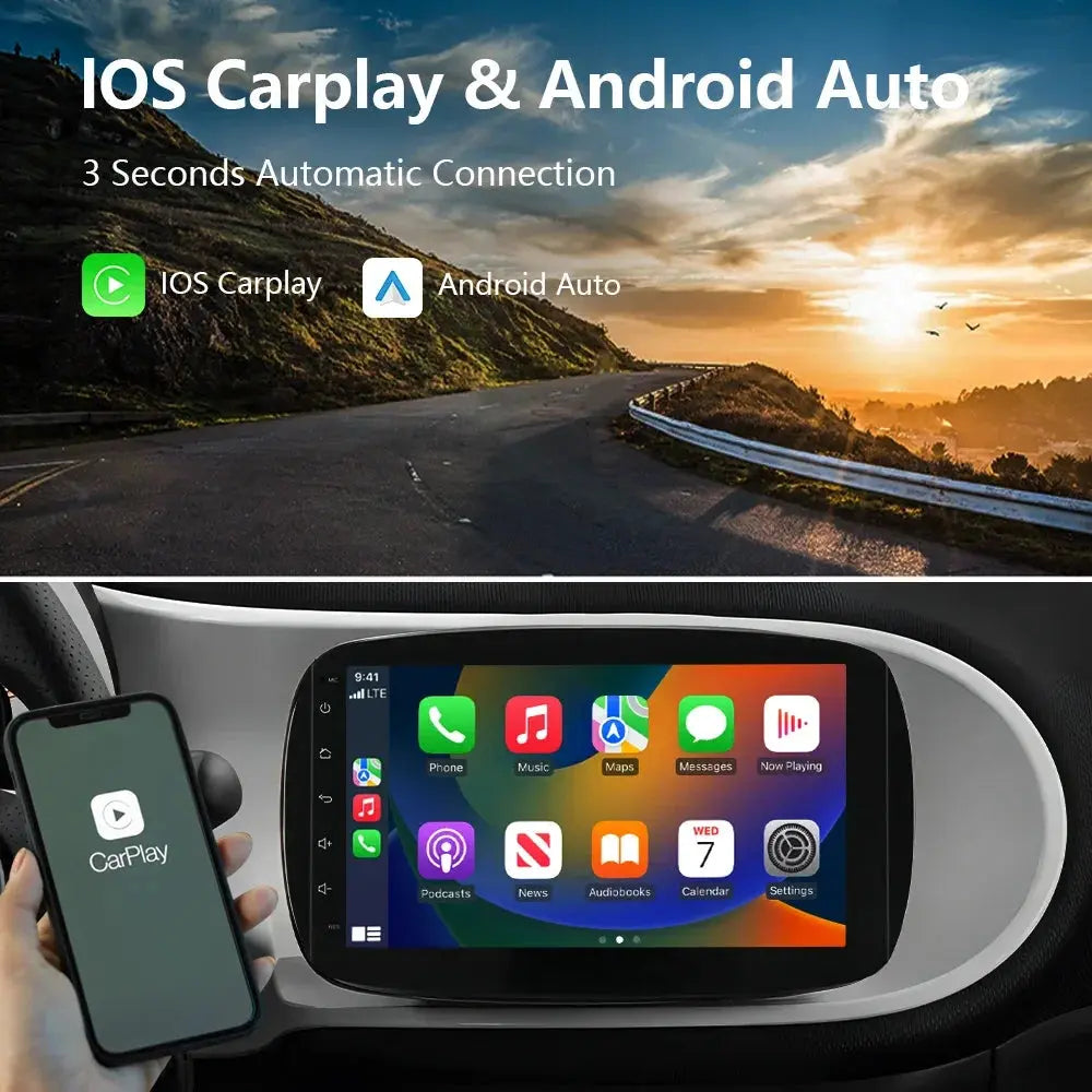 For Mercedes Benz Smart Fortwo 453 Car Radio Android 12 CarPlay Navigation Auto Stereo Screen Qualcomm Bluetooth WIFI 4G Carputech