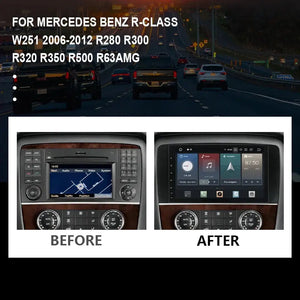 For Mercedes Benz R-Class W251 2006-2012 R280 R300 R320 R350 R500 R63AMG Car Radio Android 12 Stereo CarPlay Navigation Carputech