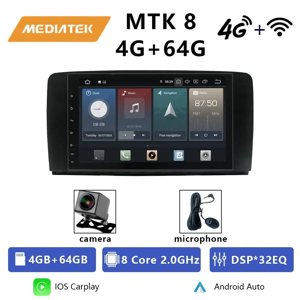 For Mercedes Benz R-Class W251 2006-2012 R280 R300 R320 R350 R500 R63AMG Car Radio Android 12 Stereo CarPlay Navigation Carputech
