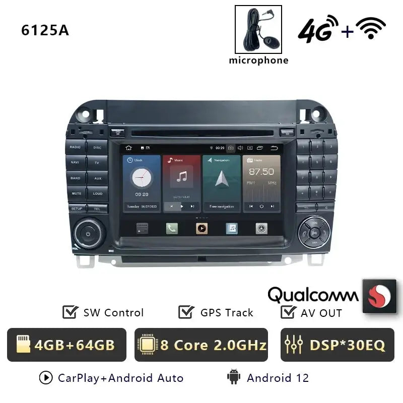 Car Radio Android 13 Carplay Navigation For Mercedes Benz S/CL Class W220 W215 S320 S430 Auto Stereo Bluetooth WIFI 4G Carputech