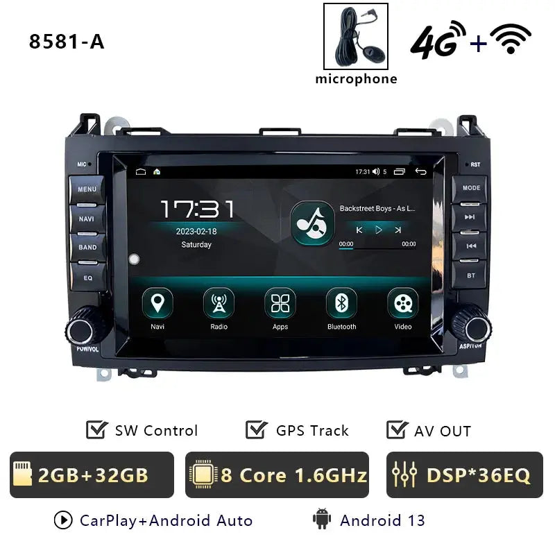 For Mercedes Benz A B Class B200 W169 W245 Viano W639 Sprinter W906 Car Radio Multimedia DVD CD Player Qualcomm Carplay Carputech