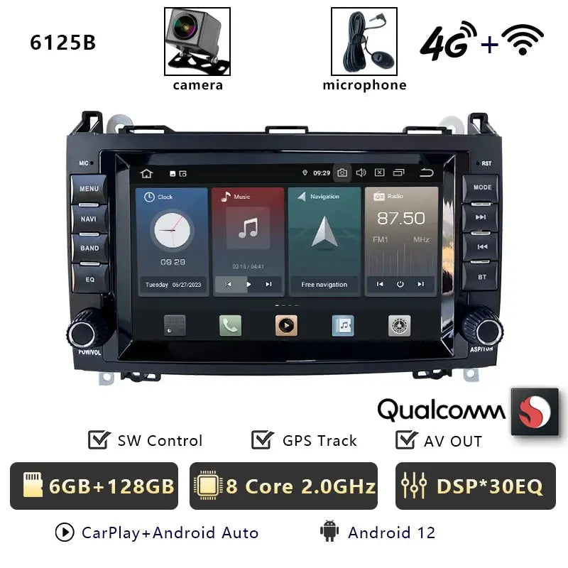For Mercedes Benz A B Class B200 W169 W245 Viano W639 Sprinter W906 Car Radio Multimedia DVD CD Player Qualcomm Carplay Carputech