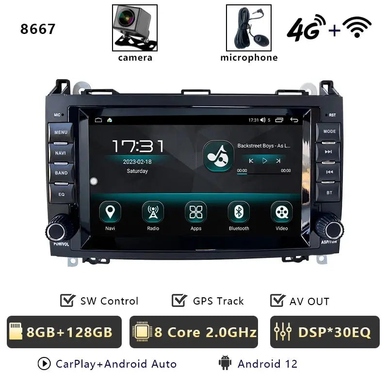 For Mercedes Benz A B Class B200 W169 W245 Viano W639 Sprinter W906 Car Radio Multimedia DVD CD Player Qualcomm Carplay Carputech
