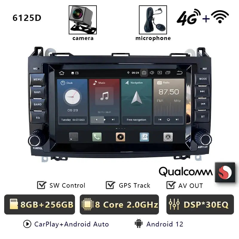For Mercedes Benz A B Class B200 W169 W245 Viano W639 Sprinter W906 Car Radio Multimedia DVD CD Player Qualcomm Carplay Carputech