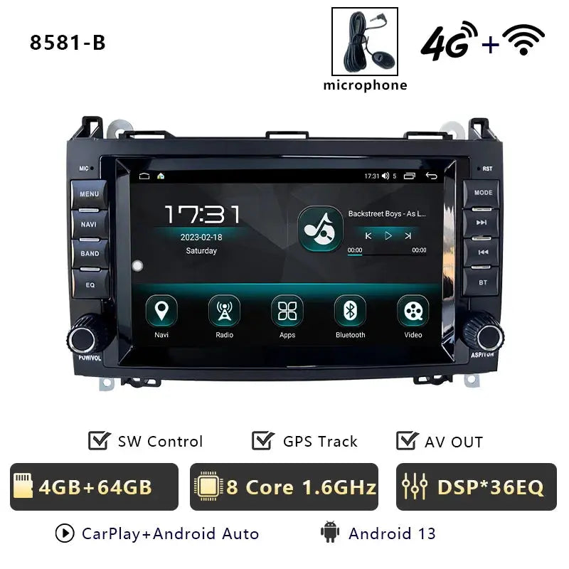 For Mercedes Benz A B Class B200 W169 W245 Viano W639 Sprinter W906 Car Radio Multimedia DVD CD Player Qualcomm Carplay Carputech