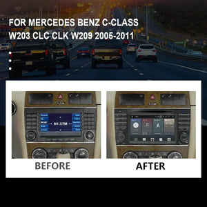 For Mercedes Benz C-Class W203 CLC CLK W209 2005-2011 Qualcomm Car Radio 7" Android 12 DVD GPS CarPlay WIFI 4G Bluetooth Carputech