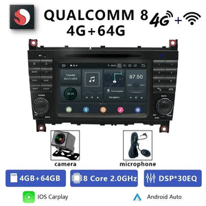 For Mercedes Benz C-Class W203 CLC CLK W209 2005-2011 Qualcomm Car Radio 7" Android 12 DVD GPS CarPlay WIFI 4G Bluetooth Carputech