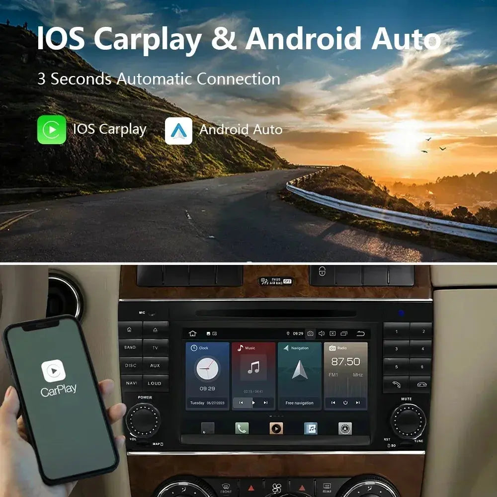 For Mercedes Benz C-Class W203 CLC CLK W209 2005-2011 Qualcomm Car Radio 7" Android 12 DVD GPS CarPlay WIFI 4G Bluetooth Carputech