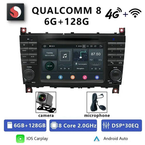 For Mercedes Benz C-Class W203 CLC CLK W209 2005-2011 Qualcomm Car Radio 7" Android 12 DVD GPS CarPlay WIFI 4G Bluetooth Carputech