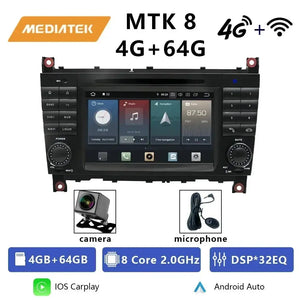 For Mercedes Benz C-Class W203 CLC CLK W209 2005-2011 Qualcomm Car Radio 7" Android 12 DVD GPS CarPlay WIFI 4G Bluetooth Carputech